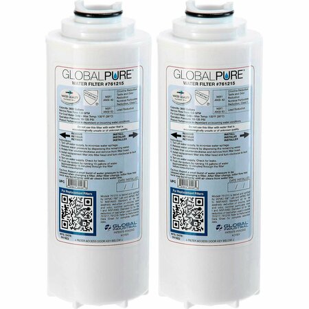 GLOBAL PURE Replacement Water Filter, 3,600 Gallon Capacity, 2PK 761215-2PK